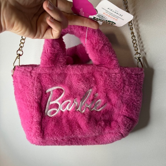 NWT Skinnydip x Barbie Pink Grab Bag Fluff Fur Mini Tote 2023 Limited Edition - Picture 5 of 8